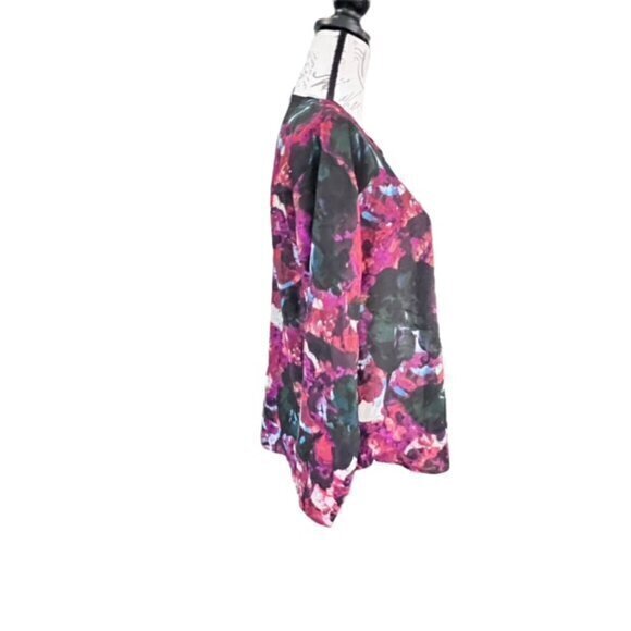 Simply Vera Vera Wang Blouse Womens PL Long Sleeve V Neck Tunic Sheer Chiffon - Picture 6 of 12